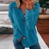 Long Sleeve Zipper Shirts For Women Stitching Print Graphic Tees Blouses Casual Tops Pullover