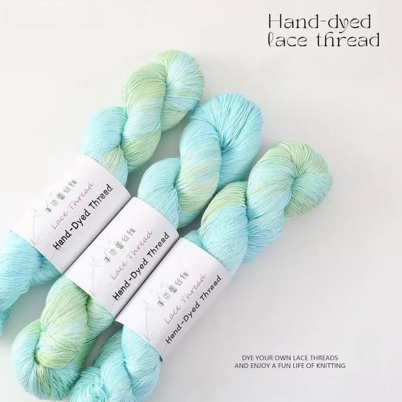 1PC 100g Cotton Bamboo Fiber Yarn for DIY Hand Knitting Hand-Dyed Lace Gradient Color Crocheting Sweaters Shawl Scarves