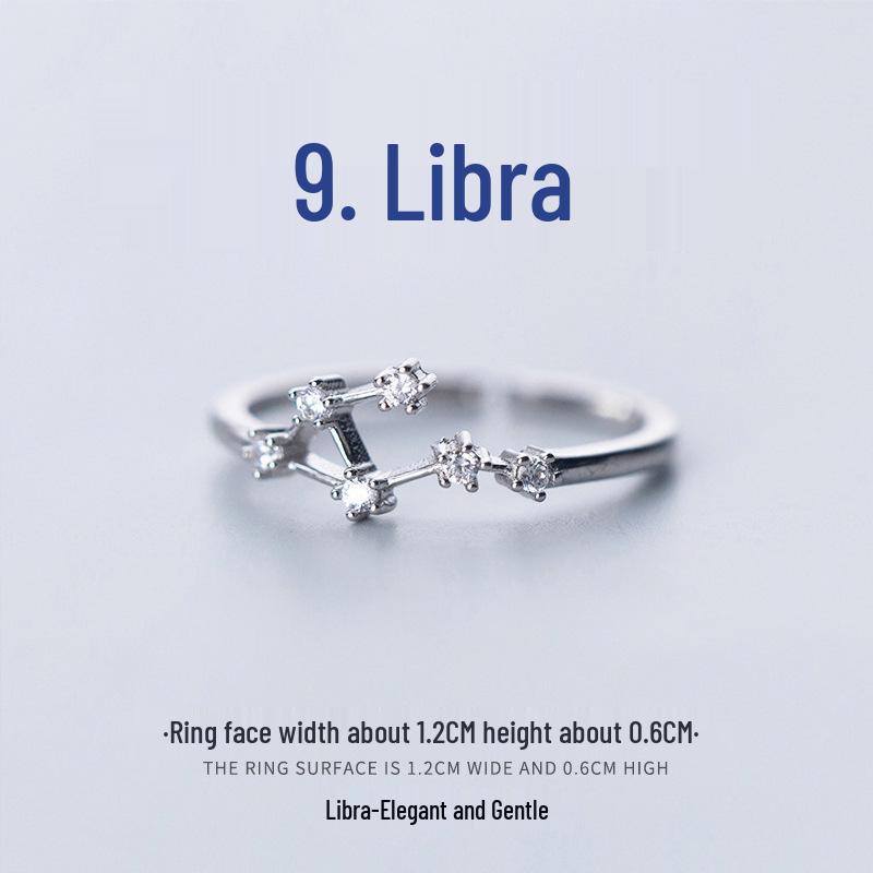 

Універсальна посріблена каблучка зі знаком зодіаку з цирконом – регульований та стильний дизайн Adjustable