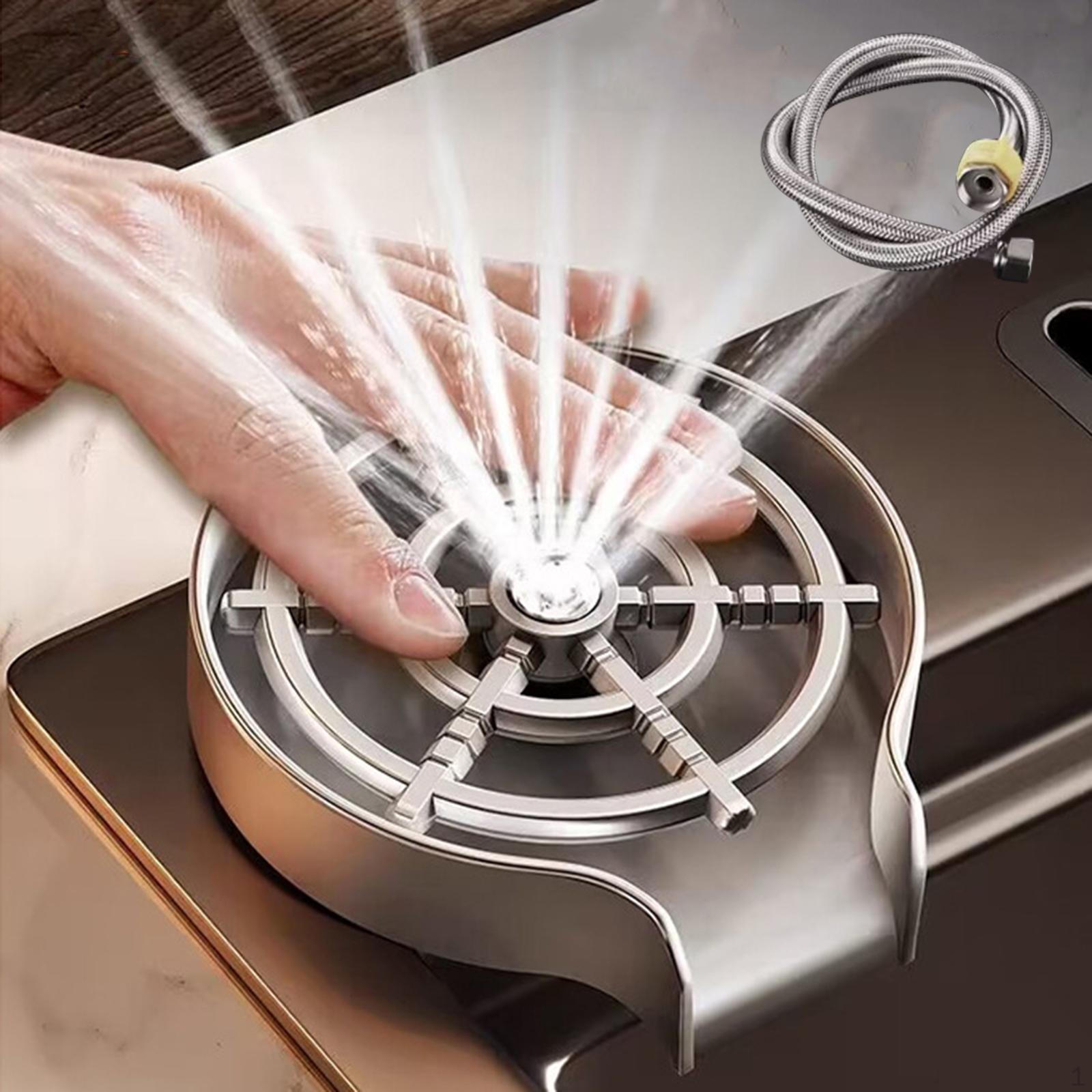 

Automatic Cup Cleaner Quick Cleaning Kitchen Sink Accessories Glass Rinser Teacup 60cm Hose Gray