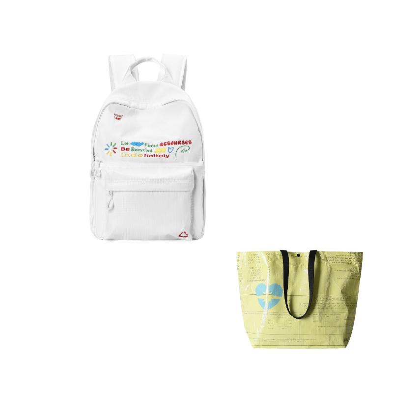 FINITE LOOP Recycled Polyester Backpack Unisex White K1021-X