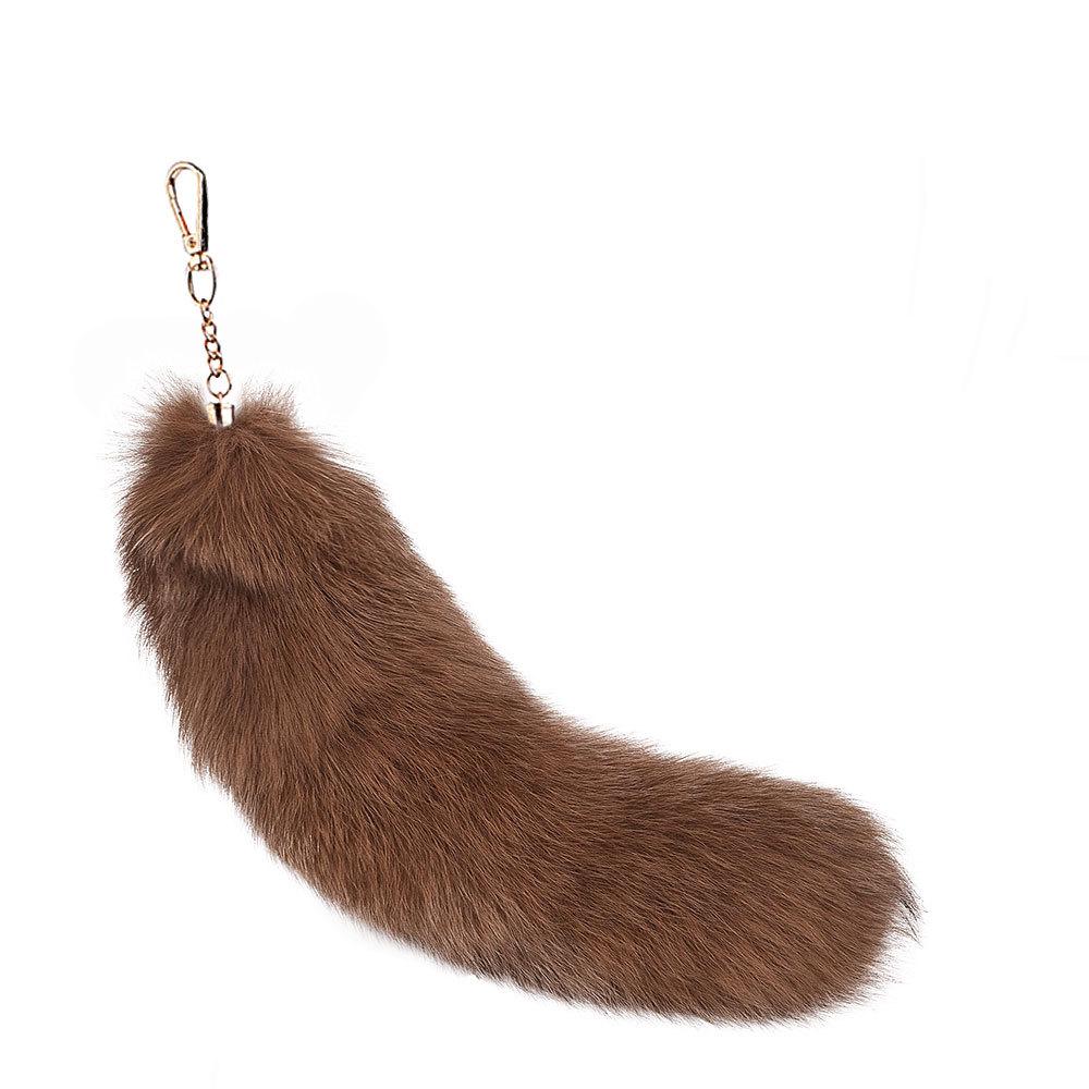 Silver Blue Fox Fur XL Pendant: Real Fur Women's Bag Charm & Car Keychain