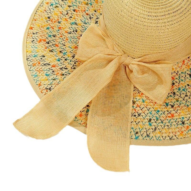 Summer Big-brimmed Beach Hat, Children's Bow, Seaside Vacation Sunscreen Visor, Hot-selling Foldable Straw Hat