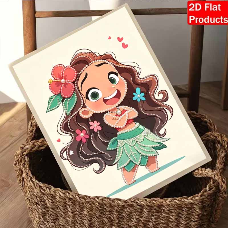 Disney Pearl Painting Moana's Childhood Handmade DIY Pearl Gem Painting Pictures Crafts Special Shape Home Wall Decoration
