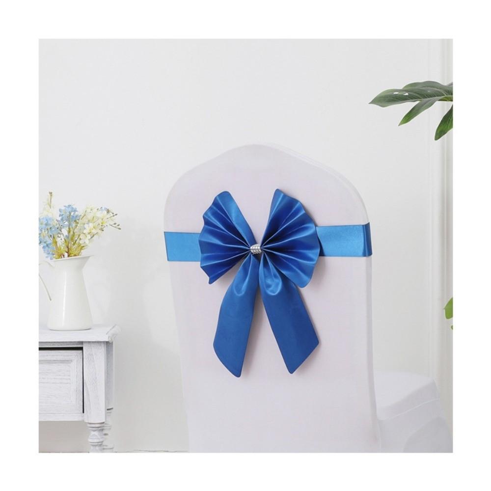 Bows Chair Back Bow Decorative Belt Ready Made Ties Fastening Event Chair Straps Elastic Band Satin Chair Sashes