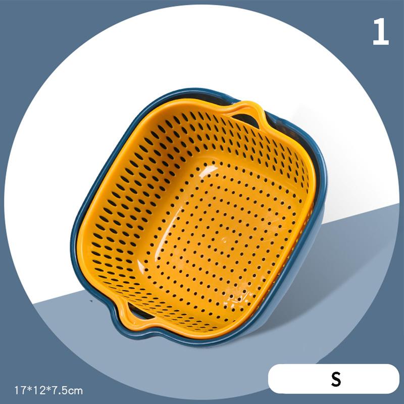 

Кухонная сливная корзина, набор из 6 предметов, двухслойная бытовая корзина для мытья овощей, многофункциональная пластиковая раковина для фруктов