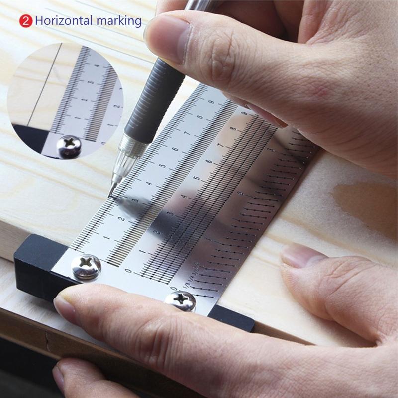 Portable for T Type Scribing Ruler Stainless Steel High Precision Metric Hole Ruler Precision Marking T-Rule Carpenter T