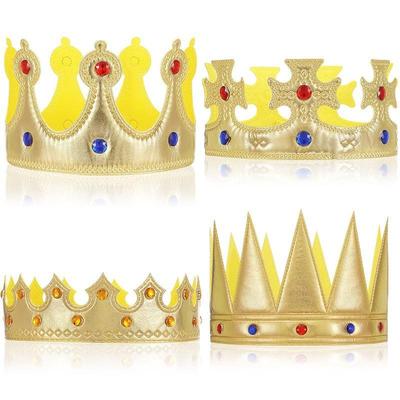 1 Stück Karneval Weihnachtsfeier Kinder Ball Kopfschmuck Aufkleber Diamant Flanell Gold Erwachsener König Krone Krone