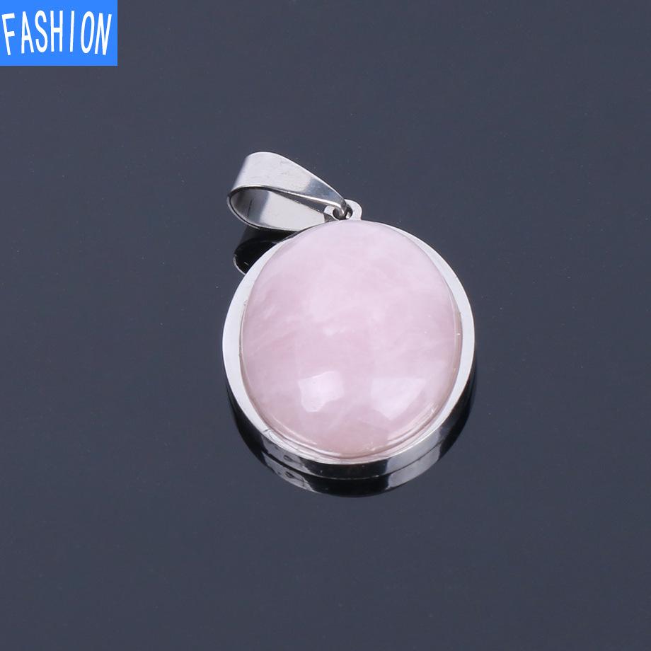 

Ожерелье с простой подвеской из овального выпуклого натурального кристалла Pink crystal