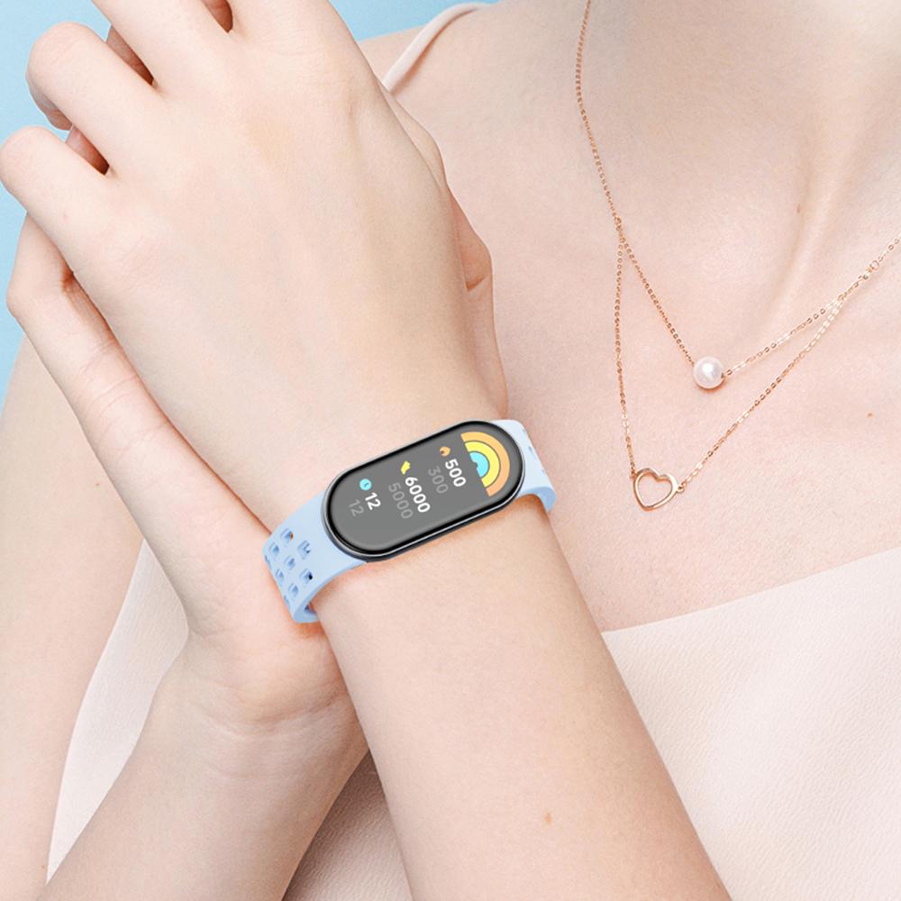 For Xiaomi Bracelet 8 Mi Bracelet 9 Male Female Replacement Sports Magnetic Breathable Folding Buckle Silicone Strap Band