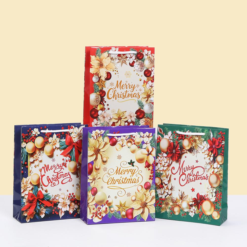

12/30pcs Merry Christmas Paper Tote Bags Reusable Gift Bags with Rope Handles for Holiday Parties Packing Candy Gifts Cake 12pcs&18x8x24cm