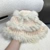 Rabbit fur hat women's autumn and winter thickened knitted hat cute face bucket hat warm wool hat plush lion hat