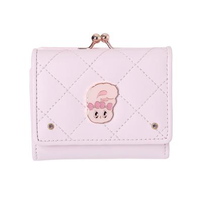 L25163 Esther Bunny Mini Wallet with Character Plate, Quilted Design, Holds 9 Cards, Coin Purse, 9cm X 10cm X 3cm, Domestic Sales Only (Pink)