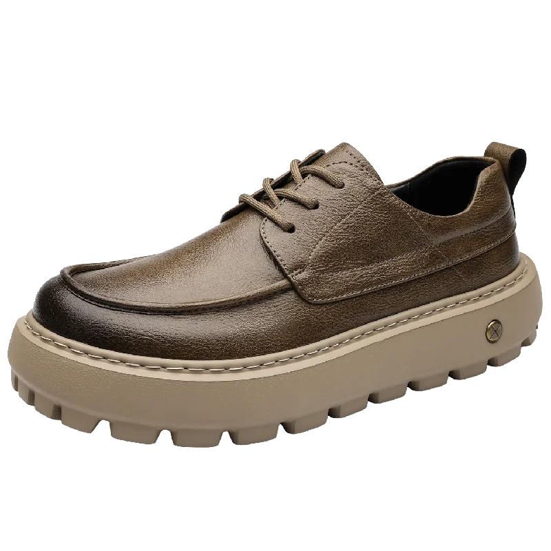 

Stylish Thick Bottom Designers Genuine Leather Shoes Walking Slip-on Oxford Shoes New Men Casual Leather Business Tooling Shoes 44 коричневий