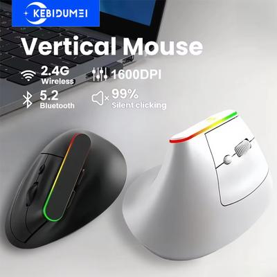 RGB Vertikální myš 2.4G Bezdrátová myš Duální režim Bluetooth myš Ergonomická myš Dobíjecí myši Tichá myš pro PC Laptop