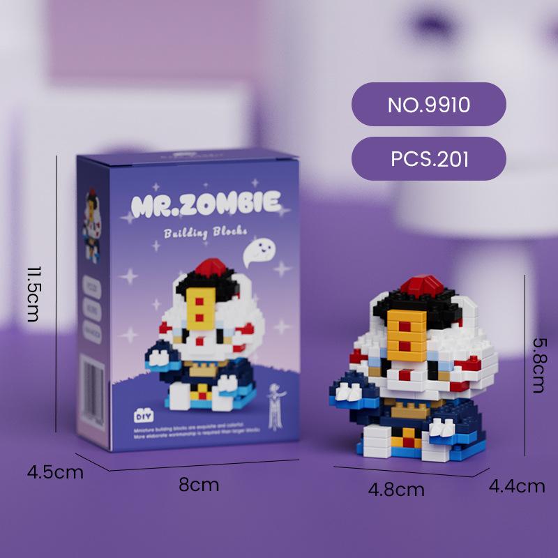 Zombie Mikro-Bausteine Halloween Katze Panda Kürbis Zusammengebautes Puzzle Modell Mini Ziegel Figur Spielzeug für Kinder Geschenke