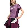 Fila Versatile Casual Color Block Knit Short Sleeve Round Neck T-Shirt Women Tops Diamond-Purple F11W519101FPU