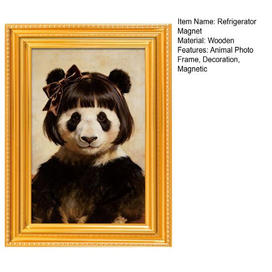 Animal Photo Frame Refrigerator Magnet 3D Wooden Vintage Frame Decorative Fridge Magnet Home Office Whiteboard Locker Decor