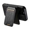 SUTENI M5 For iPhone 16 Pro Magnetic Case with Card Bag Cowhide Texture Leather Phone Back Cover