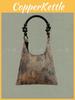 New Chinese Style Water Ripple Bamboo Leaf Print Zen Style Vintage High-quality Single-shoulder Handheld Cloth Bag
