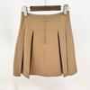 2026 High-End Pleated Mini Skirt with Large Metal Buckle