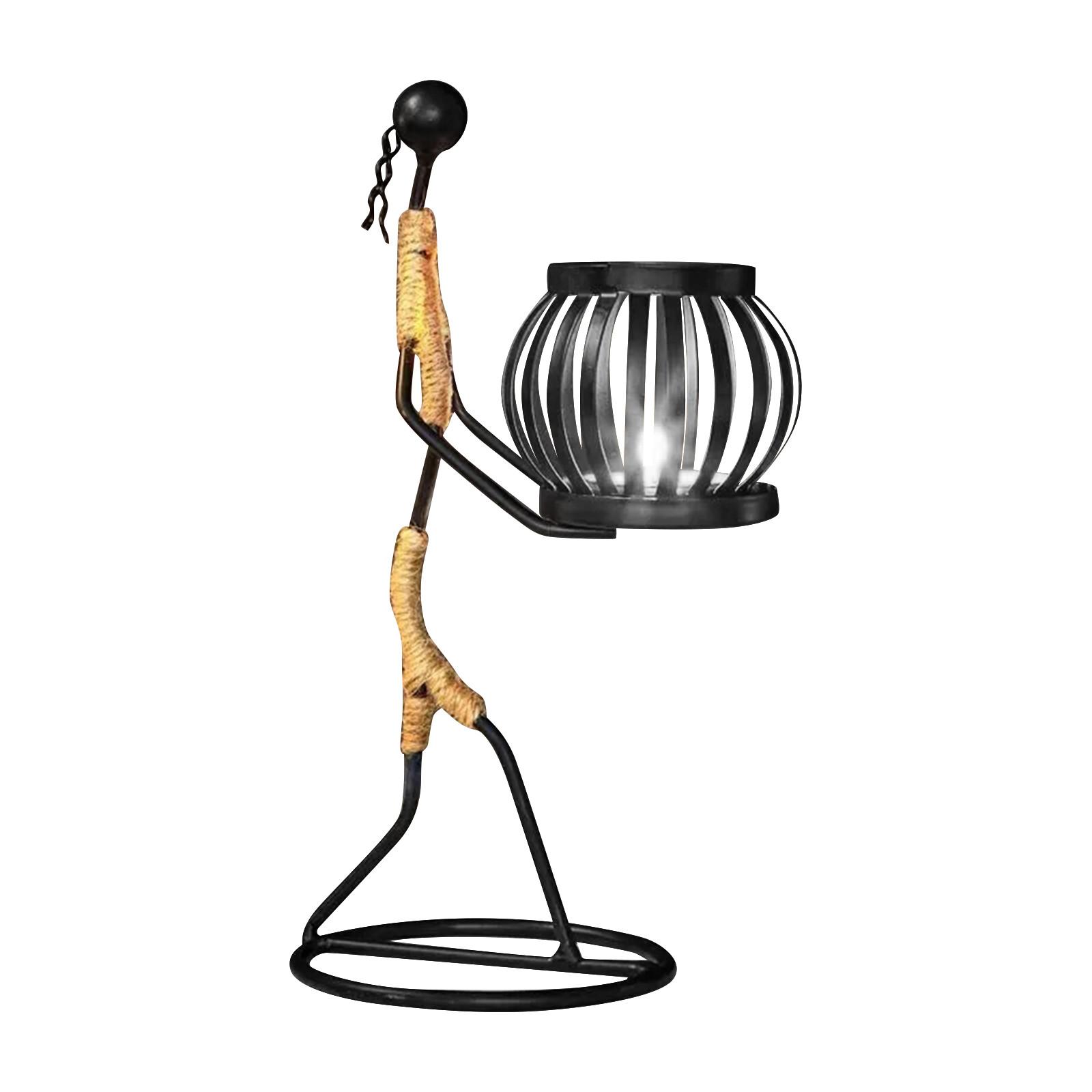 

Креативный подсвечник из железной и пеньковой веревки для девочек, украшение для дома, художественный декор для гостиной, поделки из железа One Size чёрный