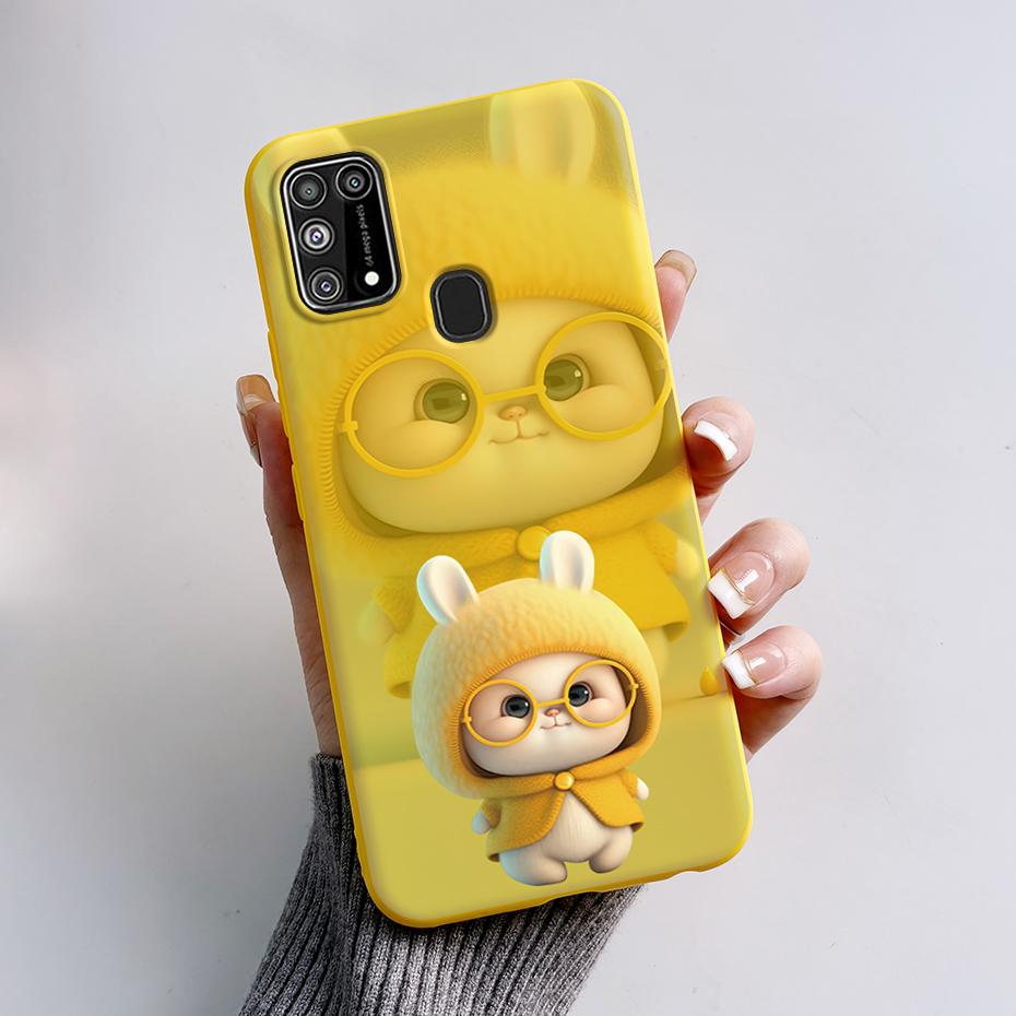 Silicone Case For Samsung M31 M 31 Cover Cute Rabbit Panda Shockproof Phone Case For Samsung Galaxy M31s M31 s M315F M317F Etui