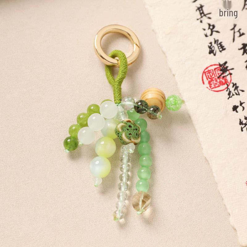 Handmade Beaded Keychain: Summer Chinese Style Woven Bodhi Pendant for Bags