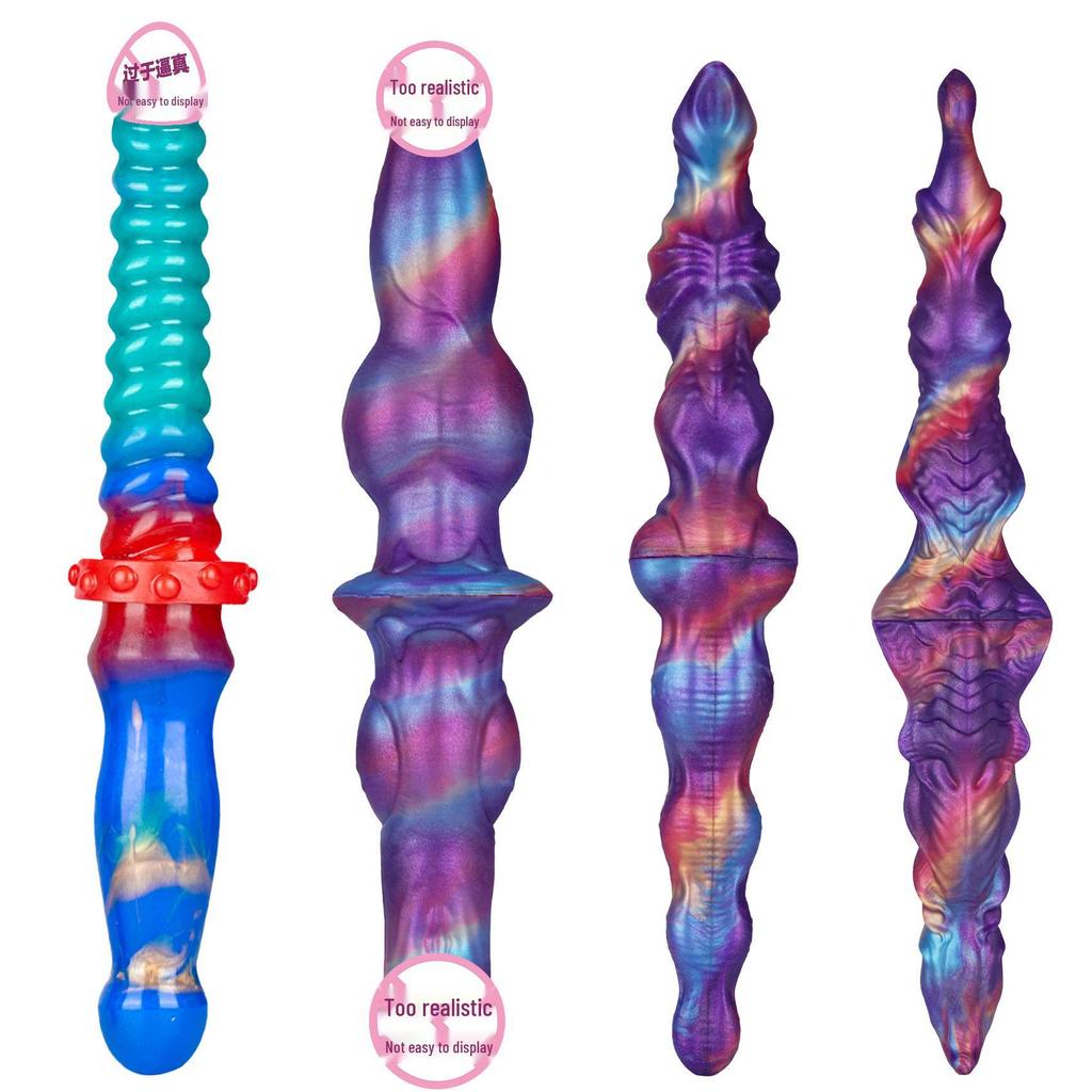 Silikon Doppelkopf Dildo: Dickes, super langes, realistisches Tierdesign Anal-Masturbationstoy