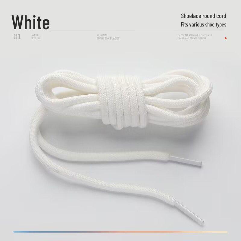 Universal Round Shoelaces for Coconut, Dad, and Sports Casual Shoes - Trendy White for Men & Women