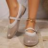 Large Size Mesh Casual Single Shoes Women's Summer Fashion One-word Buckle Versatile Flats