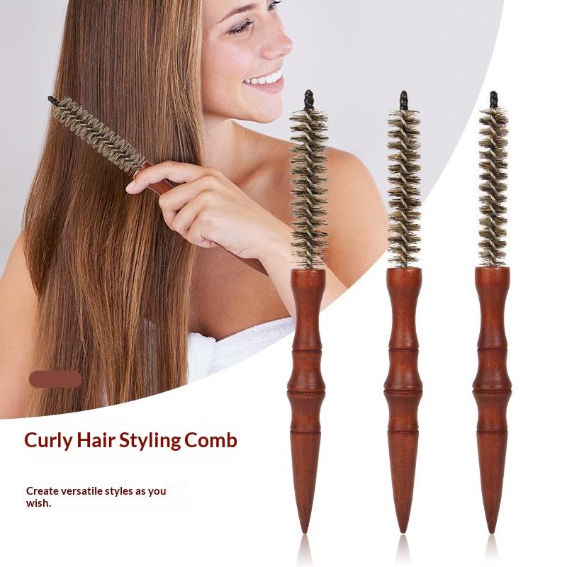 Boar Bristle Hair Brush Natural Boar Bristle Smooth Wooden Handle Hair Softening Comb for Home Salon Men Women