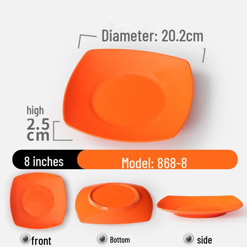 Shatter-Resistant Melamine Square Plate - Durable Imitation Porcelain for Restaurants and Hotels.