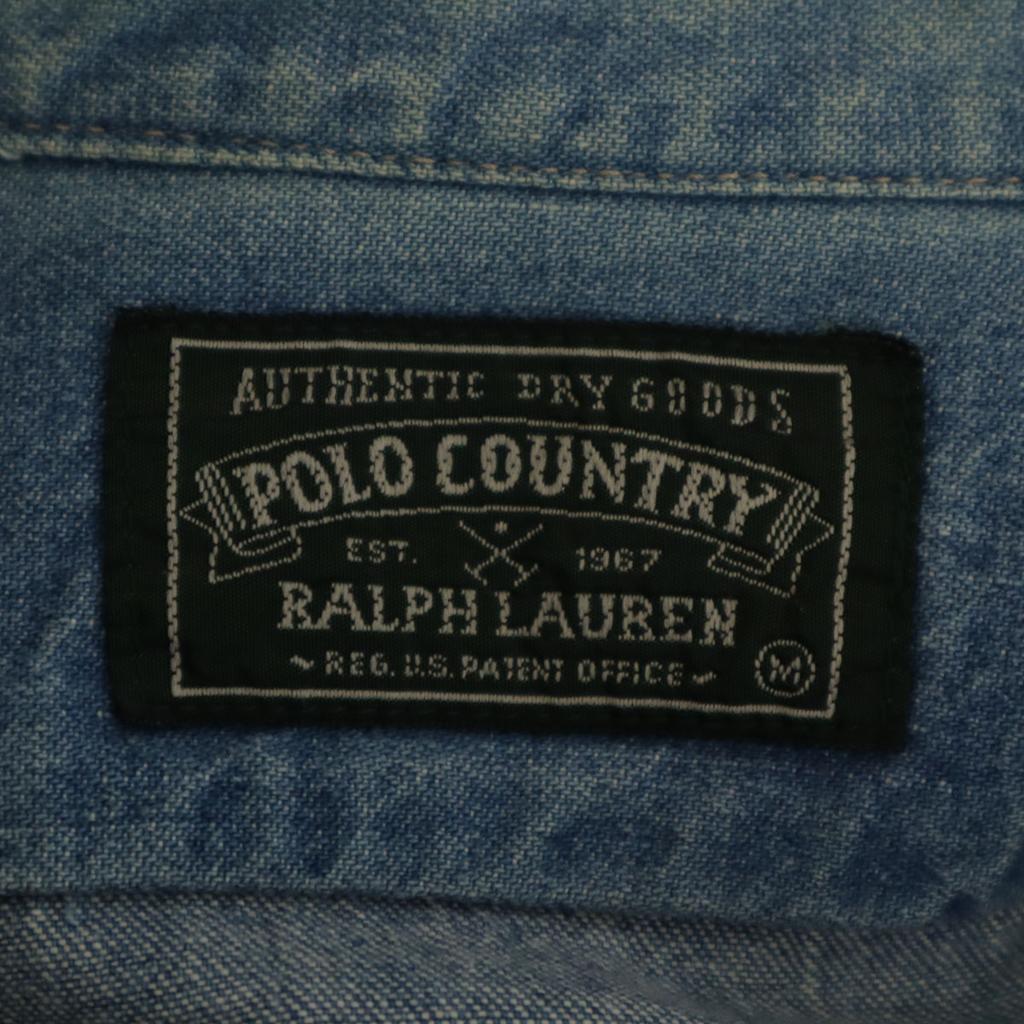 POLO COUNTRY RALPH LAUREN 80s 90s Old Long sleeve Denim shirt M Wash blue Men's Used