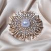 Japanisch & Koreanisch Sonnenblumen Perlen Strass Brosche Corsage – Damen Anti-Exposure Pin für Mantel/Pullover