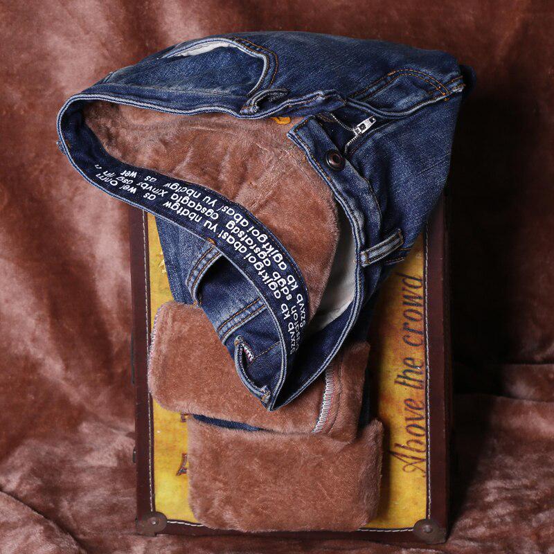 Winter Herren Warm Jeans Klassischer Stil Lässig Hohe Qualität Blau Verdickt Denim Hose Männlich Marke Hosen