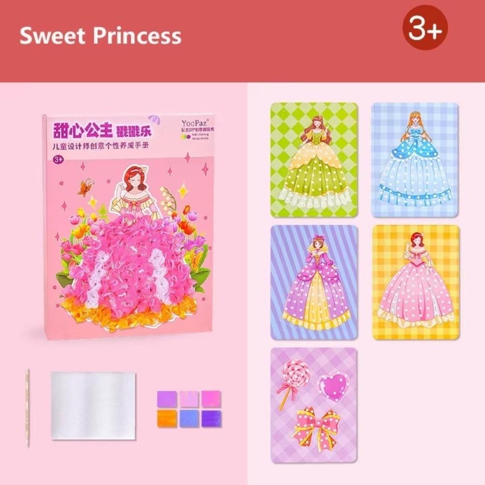 Creative Fairy Tale Hand Poke Painting Puzzle Dress Up Sticker Book Fabric Art Craze Poke Art Kids