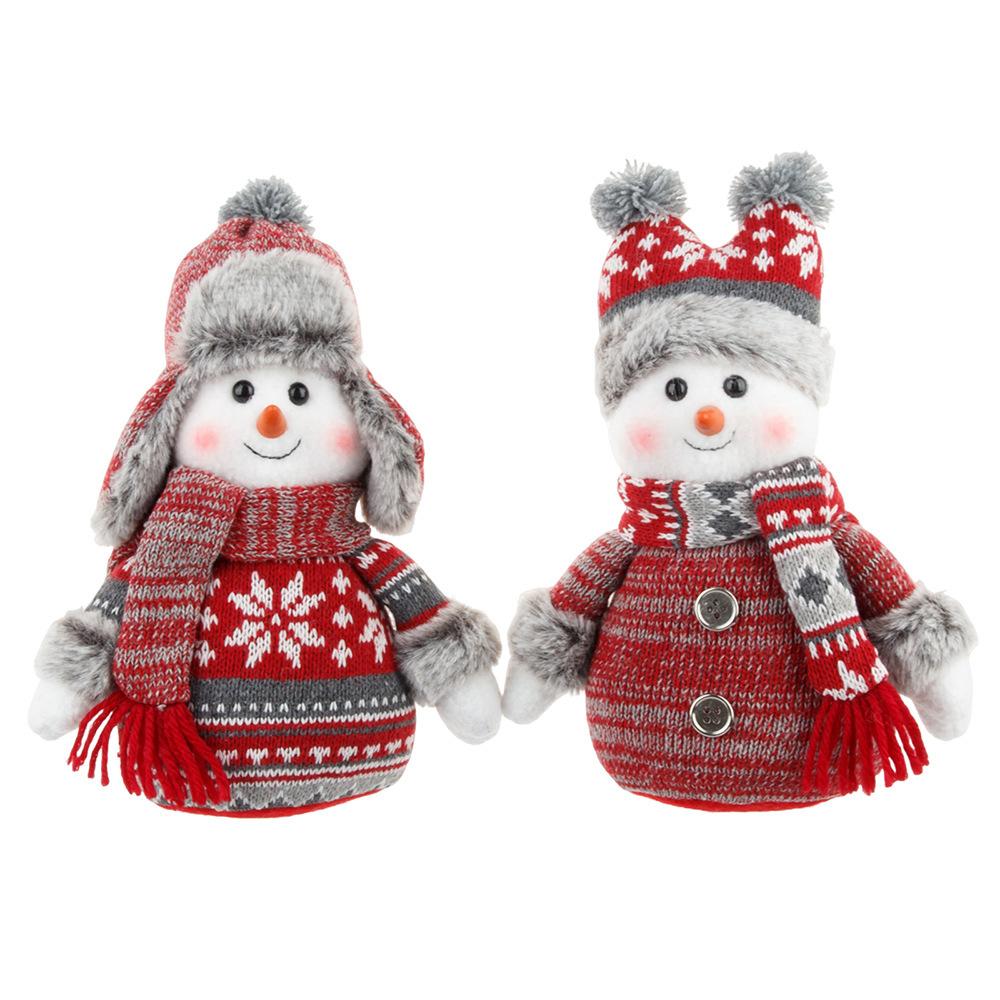 Cross-border Popular Red Knitted Fabric Snowman Doll Doll Ornament Window Arrangement Counter Christmas Decorations