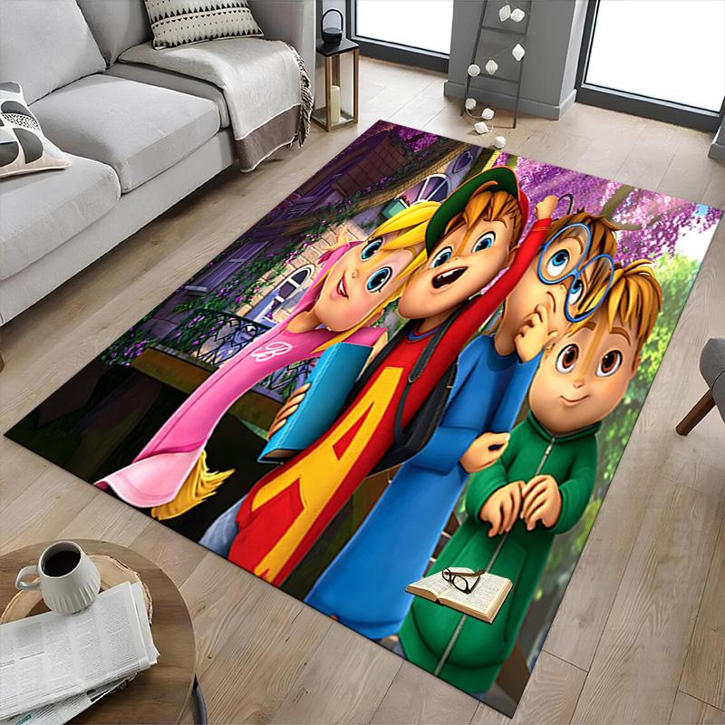 Alvin Chipmunks Squeakquel Carpet For Playroom Bedroom Living Room Sofa Home Decorkids Game Area Rug Nonslip Floor Mat