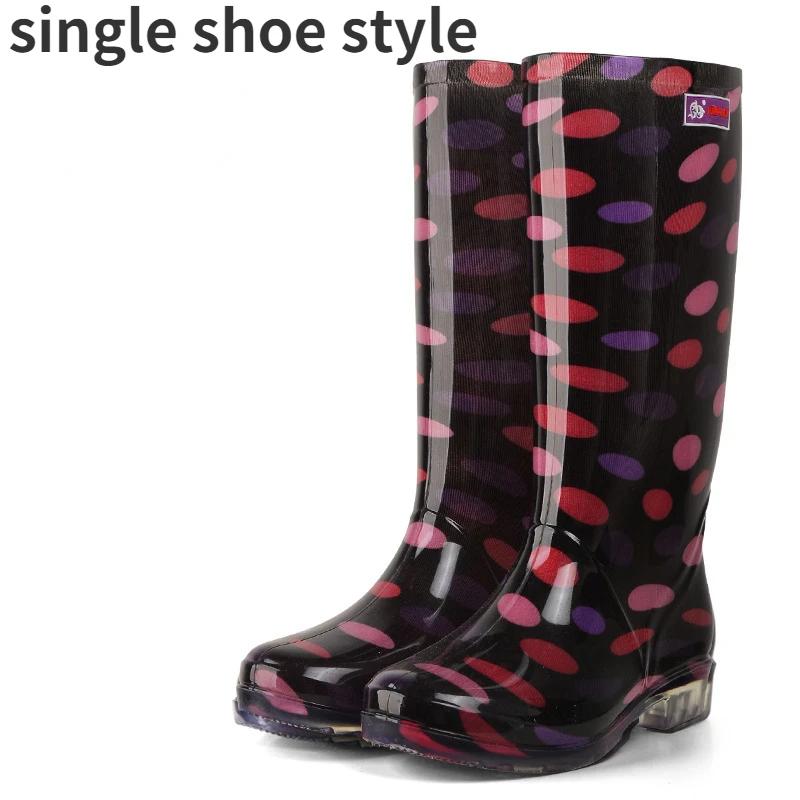 Water Shoes Women's Rain Boots Long Tube Ladies Fashion Rain Boots Waterproof Non-slip Medium and High Rubber Boots Work Boots