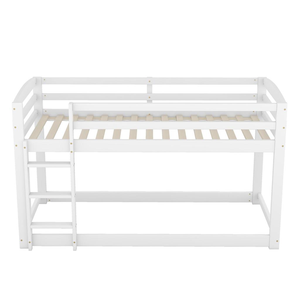 Kinderbett Hochbett, Etagenbett mit Leiter, Stockbett mit Lattenrost und Rausfallschutz, Massivholzrahmen
