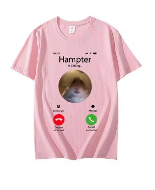 Dank Meme Hamster Staring Front-facing Camera Hamp Calling T-Shirt Fashion Short Sleeve T-Shirt Oversized Street