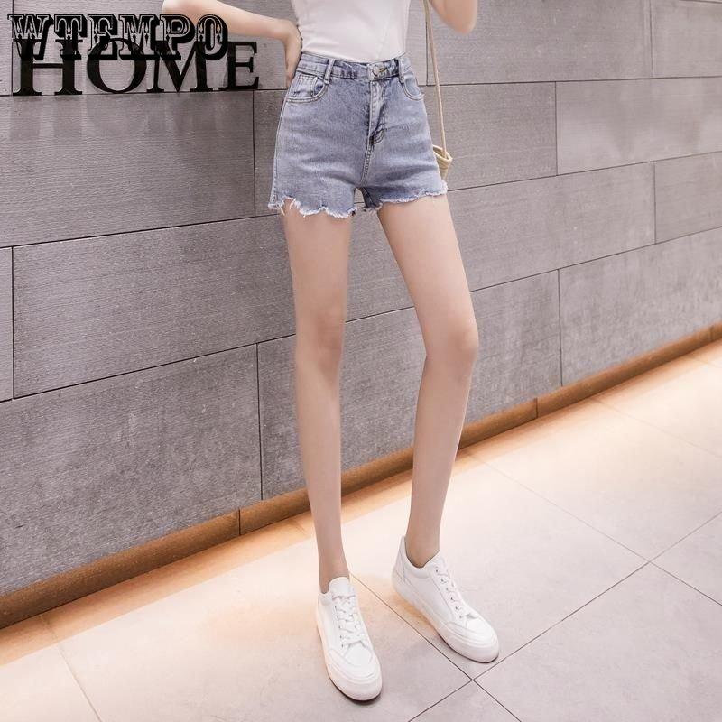 WTEMPO Denim Shorts Women's Summer Loose High Waist Shorts Breathable Fashion Slim Wide Leg Pants
