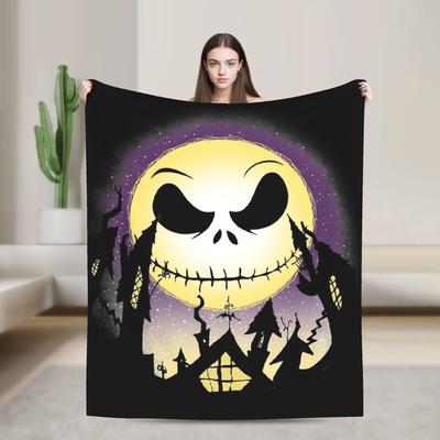 Manta de Franela Jack Skellington Pesadilla Antes de Navidad Manta Vintage para el Hogar 125*100cm Pieza de Alfombra,