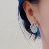 silver inlaid full diamond flowers natural ice chalcedony round green earrings for women high-end fashion party  gift