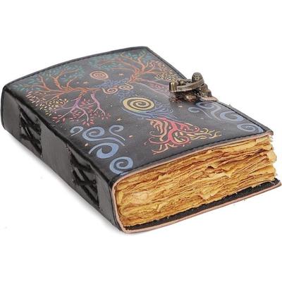 Blank Spell Book Of Shadows Journal With Lock Hocus Pocus Vintage Handmade Leather Diary Embossed Prayer Pagan Journal for Women 7x5 Inch