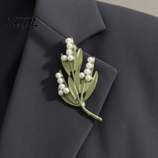 Artistic Alloy Jewelry Faux Pearl Leaf Brooch for Women, Vintage Plants Theme Lapel Pin Pin, Nature Inspired Clothing Wedding Party Prom Coat