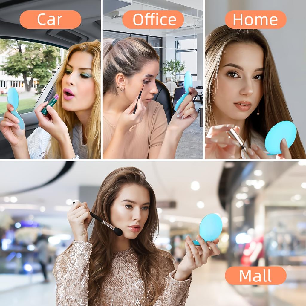LED Cosmetic Mirror with Light, Portable Mini Pocket Size, USB Rechargeable, Touch Control Light Supplement