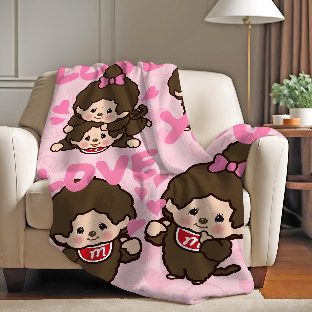 Cartoon-Decke Warm Weich Geeignet für Schlafzimmer Sofa Bett Wohnzimmer Büro Reisen M-Monchhichis-S Kawaii Camping Geschenke