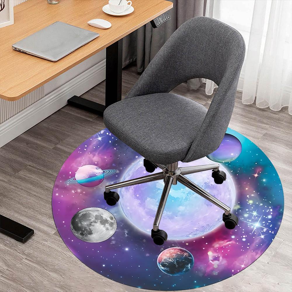 1pc space planets Round Chair mat Area Rug - Non-Slip, Floor Mat for Office, Bedroom, and Indoor Decor c1125084